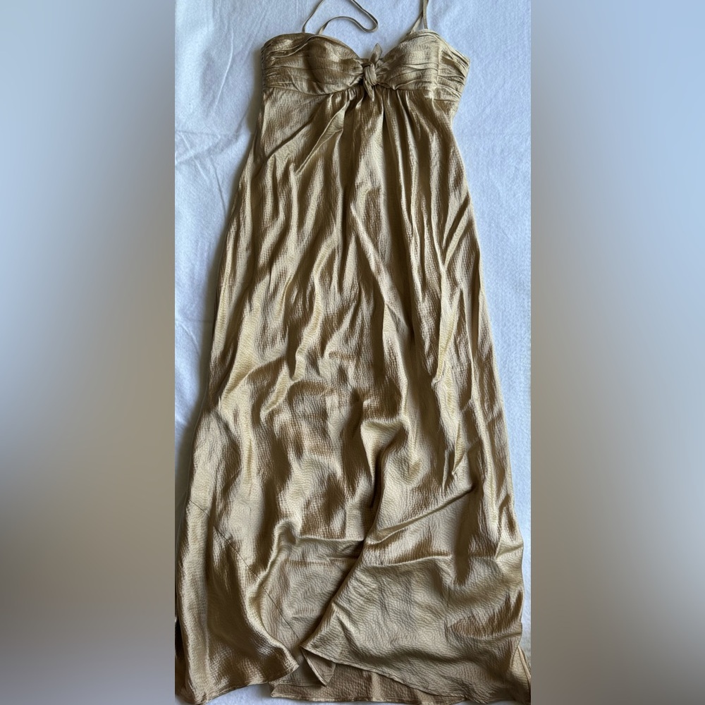 Brand new BCBG gold Silk floor length gown !